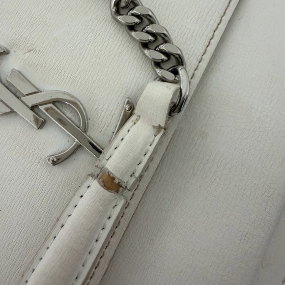 Yves Saint Laurent White Crossbody Bag with Silver Logo - Picture 9 of 9